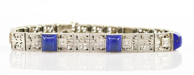 Lot 81 - A early 20th century lapis lazuli and diamond...