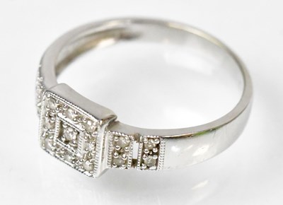 Lot 751 - A 9ct white gold ring set with tiny diamonds,...