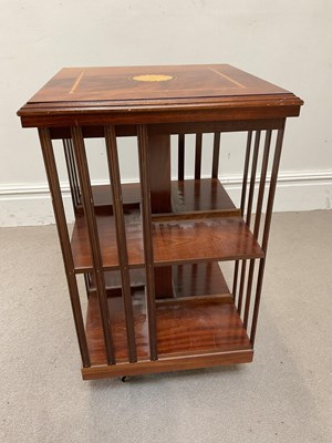 Lot 102 - A reproduction inlaid mahogany revolving...
