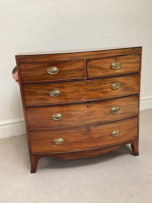 Lot 225 - A Victorian mahogany bowfronted chest of two...