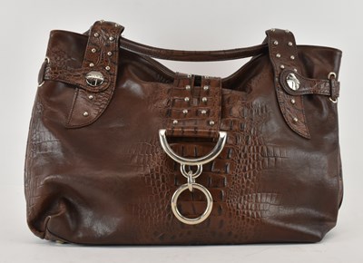 Lot 508 - TEXIER; a lady's brown crocodile skin leather...