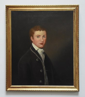 Lot 1627 - UNATTRIBUTED; oil on canvas, portrait of young...