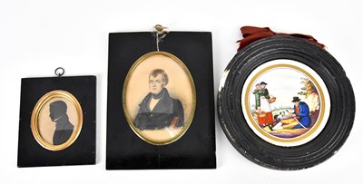 Lot 1786 - A hand painted pot lid, picnic scene, diameter...