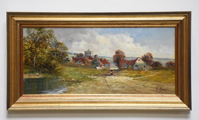 Lot 1639 - AUBREY RAMUS; oil on board, rural scene,...