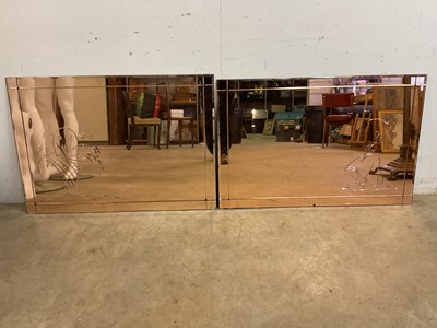 Lot 548 - Two 1930s frameless etched mirrors, gold...