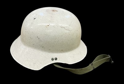 Lot 471 - A German WWII white fibreglass helmet,...