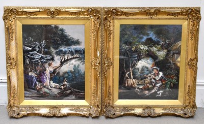 Lot 1730 - Paintings - a shepherd and a shepherdess with...