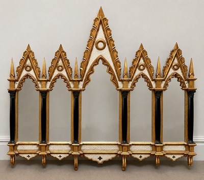 Lot 2084 - A Victorian style gilt Gothic style wall...