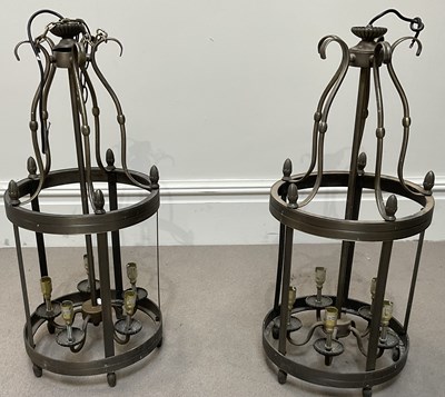 Lot 2255 - A pair of metal ceiling lights