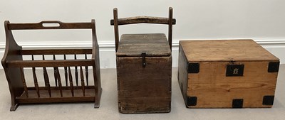 Lot 407 - A wooden storage box, a magazine rack and a...