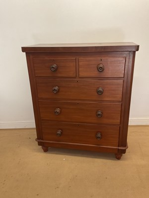Lot 772 - A mahogany chest of two short over three long...
