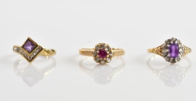 Lot 650 - Two 9ct yellow gold dress rings, including an...