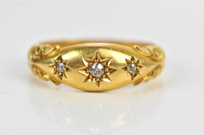 Lot 560 - An Edward VII 18ct yellow gold diamond three...