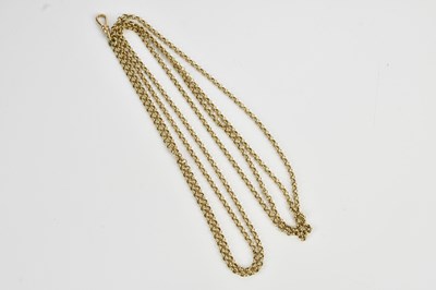 Lot 338 - A Victorian hoop link belcher chain stamped...