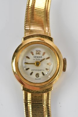 Lot 1023 - SEMAG; a lady’s 18ct gold cased wristwatch,...