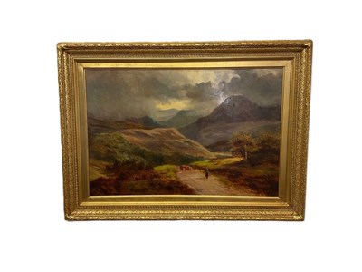 Lot 384 - L SMYTHE; oil on board, Highland landscape,...