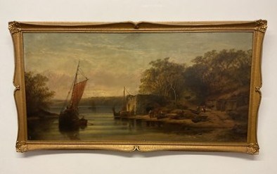 Lot 409 - UNATTRIBUTED; oil on canvas, coastal fishing...