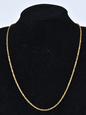Lot 355 - A 9ct yellow gold rope twist necklace, length...