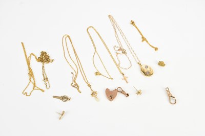 Lot 22 - A collection of yellow metal jewellery stamped...