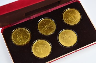 Lot 565 - A cased set of five silver sterling proof...