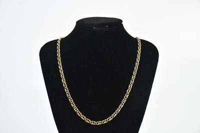 Lot 339 - A yellow gold hallmarked 9ct flat link long...
