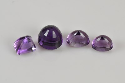 Lot 48 - LOOSE GEMSTONES; four amethyst stones...
