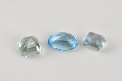 Lot 50 - LOOSE GEMSTONES; two aquamarines, 11.2mm x...