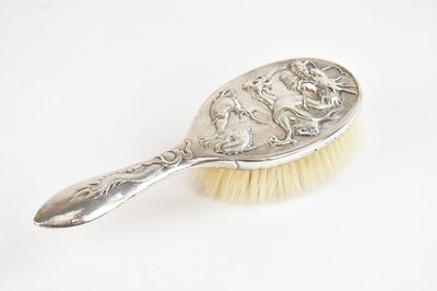 Lot 221 - A Chinese white metal dressing table brush,...
