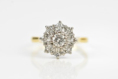 Lot 514 - An 18ct yellow gold diamond cluster dress ring,...