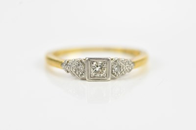 Lot 580 - An Art Deco yellow and white metal diamond set...