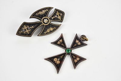 Lot 711 - Two 19th century gilt metal inlaid...