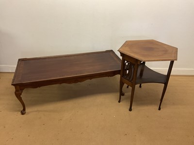 Lot 723 - A mahogany inlaid hexagonal table, height 71cm,...