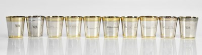 Lot 74 - Ten white metal beakers stamped ‘999’, each...