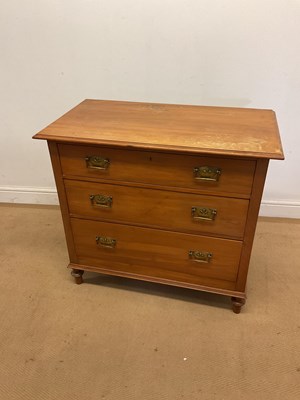 Lot 675 - A pine chest of three drawers, height 74 x...