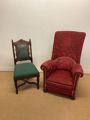 Lot 727 - A red upholstered nursing chair nursing chair...
