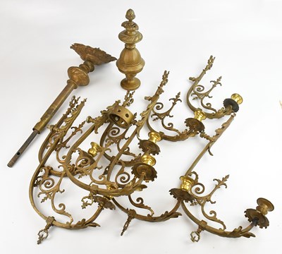 Lot 1331 - A Continental brass chandelier, in need of...