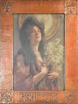 Lot 624 - ARTS & CRAFTS; a copper picture frame...