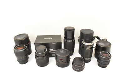 Lot 389 - Six camera lenses comprising SMC Pentax-M Zoom...