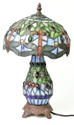 Lot 88 - A small Tiffany-style table lamp, with...