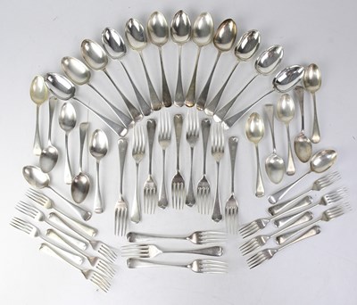 Lot 863 - Forty-eight hallmarked silver Fiddle pattern...