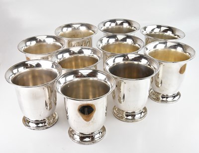 Lot 163 - A collection of ten modern metal wine coolers...