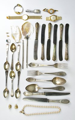 Lot 557 - A set of six knives with 800 grade silver...