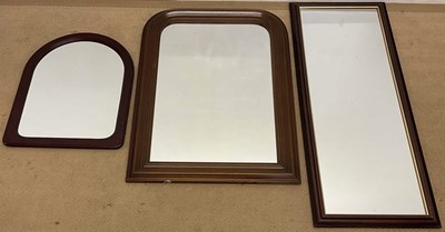 Lot 738 - Three modern mirrors, largest 99 x 33cm.