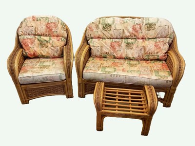 Lot 874 - A wicker conservatory suite, comprising a two...