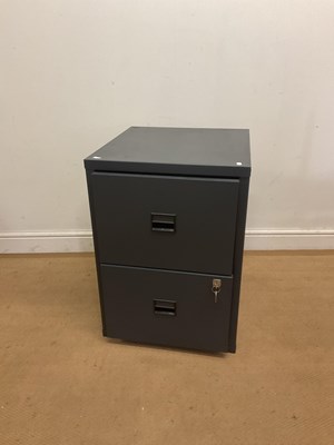 Lot 728 - A two drawer grey metal filing cab,with key,...