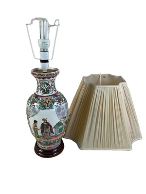 Lot 36 - A Chinese Famille Rose design lamp base with...
