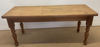 Lot 757 - A pine farmhouse kitchen/dining table, height...