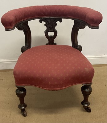 Lot 767 - An upholstered mahogany framed parlour chair,...