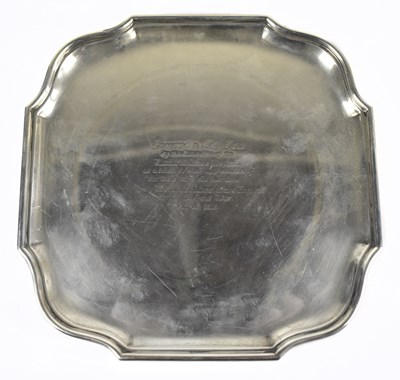 Lot 1115 - HAWKSWORTH, EYRE & CO LTD; a George V hallmarked silver waiter