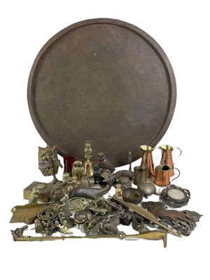 Lot 650 - A quantity of decorative copper, brass and...